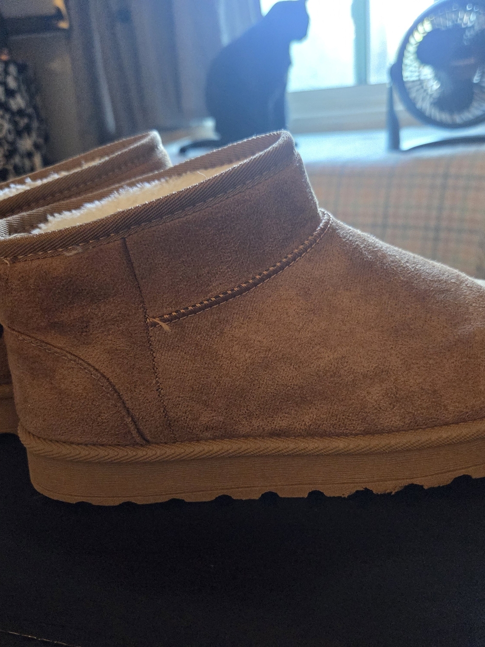 Brown Suede Fleece-Lined Women’s Slip-On Boots Sz 39